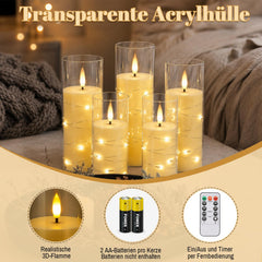 Jopassy LED Kerzen 3er/5er Set mit Lichterkette Fernbedienung und Timer