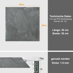 Jopassy PVC Bodenbelag selbstklebend Vinyl Bodenfliesen Marmoroptik 30x30cm