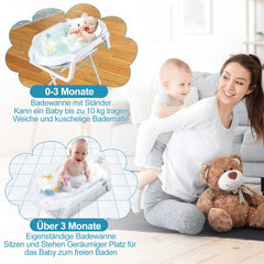Jopassy faltbare Babybadewanne 85 x 47 x 21 cm mit Gestell und Badematte
