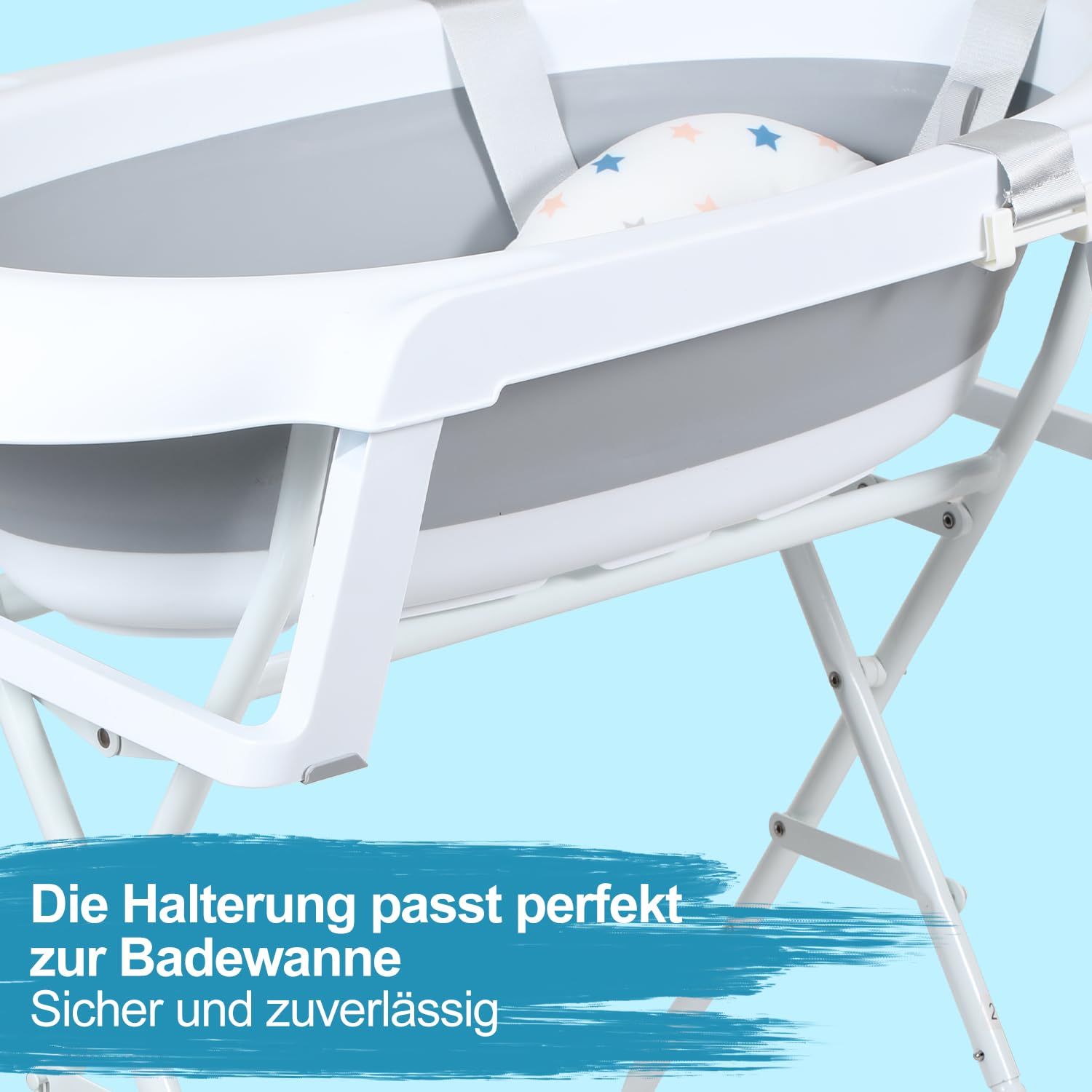 Jopassy faltbare Babybadewanne 85 x 47 x 21 cm mit Gestell und Badematte