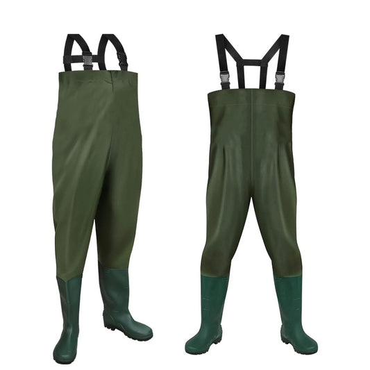 Jopassy Wathose Anglerhose wasserdicht 70D Nylon PVC mit Gummistiefeln