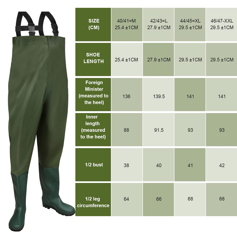 Jopassy Wathose Anglerhose wasserdicht 70D Nylon PVC mit Gummistiefeln