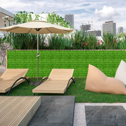 Jopassy Künstliche Efeu Hecke 12 Stück 100 x 300 cm Sichtschutz für Balkon und Terrasse