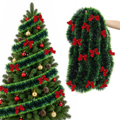 Jopassy Weihnachtsgirlande 10/12/15 m mit Deko-Schleifen für Innen und Außen