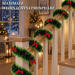 Jopassy Weihnachtsgirlande 10/12/15 m mit Deko-Schleifen für Innen und Außen