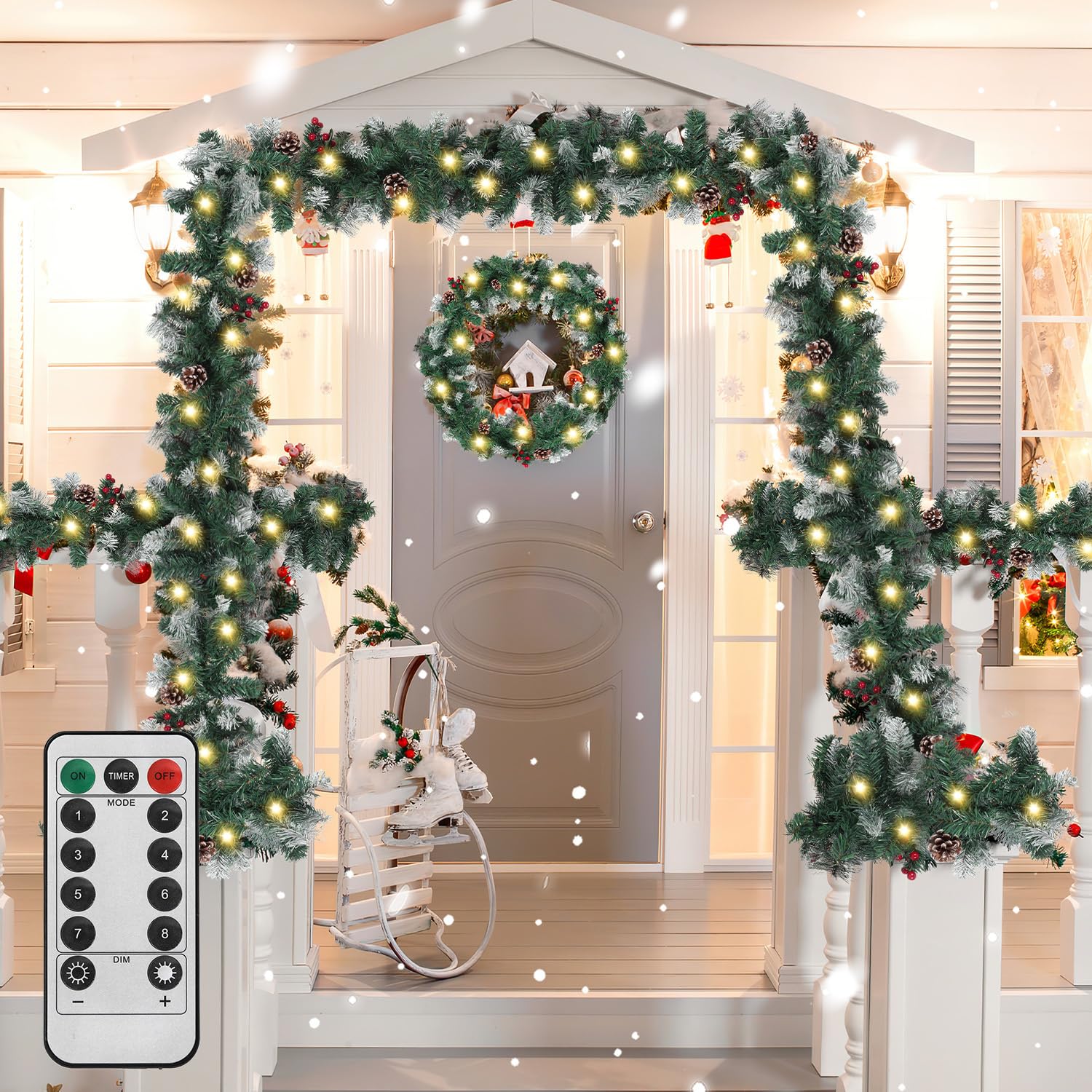 Jopassy Weihnachtsgirlande 2,7 m mit LED Beleuchtung und Fernbedienung