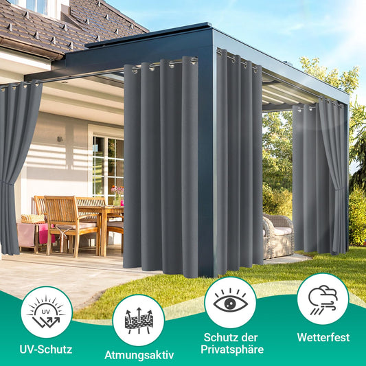Jopassy Outdoor Vorhang 2er Set Wetterfest 132x244 cm Sichtschutz für Balkon Terrasse