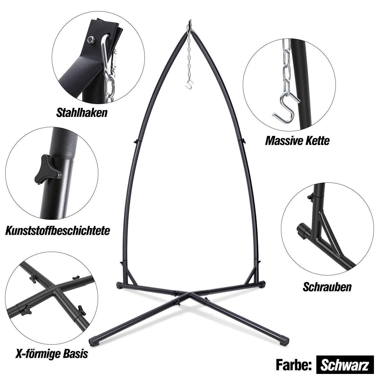 Jopassy Hängesessel Gestell aus Metall – Hängestuhlgestell / Hängesitzständer bis 150 kg für Hängesessel, Indoor & Outdoor