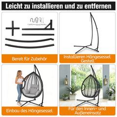 Jopassy Hängesessel Gestell aus Metall – Hängestuhlgestell / Hängesitzständer bis 150 kg für Hängesessel, Indoor & Outdoor