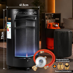 Jopassy Gasheizer 4,2 kW mit 2 Heizstufen Edelstahlbrenner und Rollen