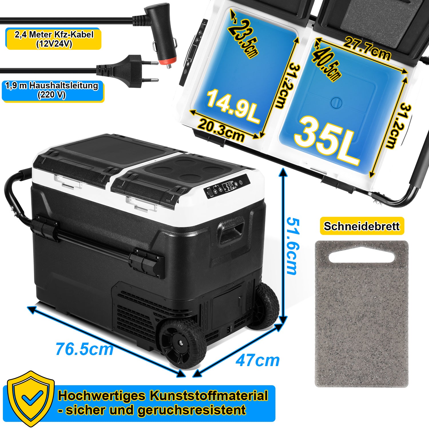 Jopassy Kompressor Kühlbox 50 L elektrisch, Mit APP-Steuerung