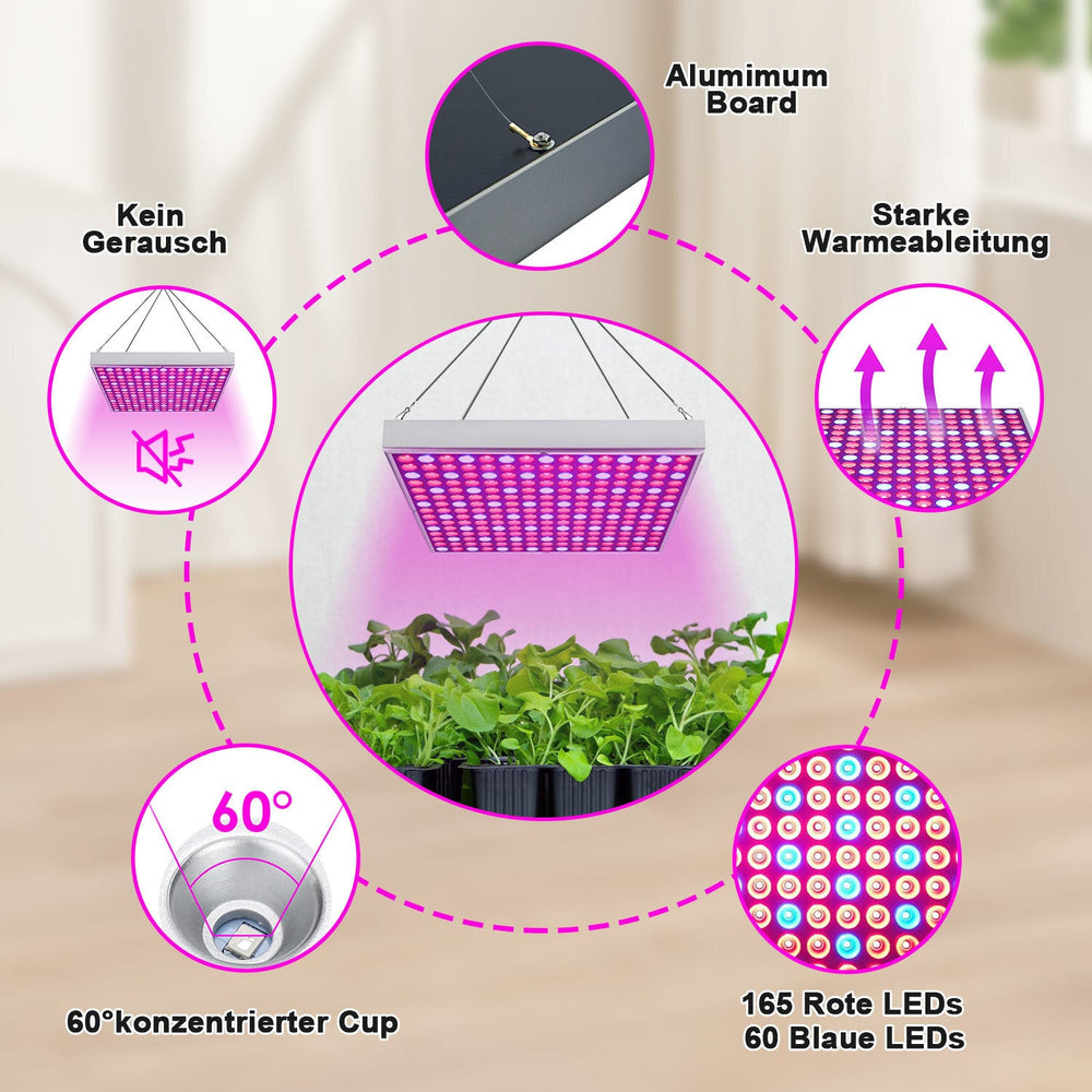 Jopassy 15W/45W LED Pflanzenlampe, Pflanzenlicht Quadrat, Vollspektrum LED-Wachstumslicht, Grow Light