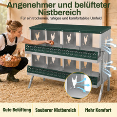 Jopassy Legenest für Hühner 6/8/10 Fächer Abrollnest mit Eiersammelfach
