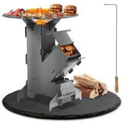 Jopassy Raketenofen 34x57 cm mit Grillplatte Outdoor BBQ