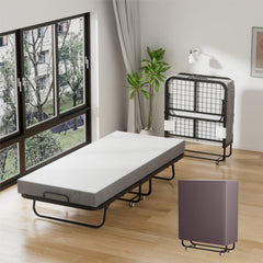 Jopassy Klappbett 90 x 200 cm mit 13 cm Matratze, klappbares Gästebett mit Rollen, bis 200 kg