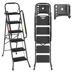 Jopassy Klappleiter 4 Stufen 146 cm mit Handlauf und Werkzeugablage