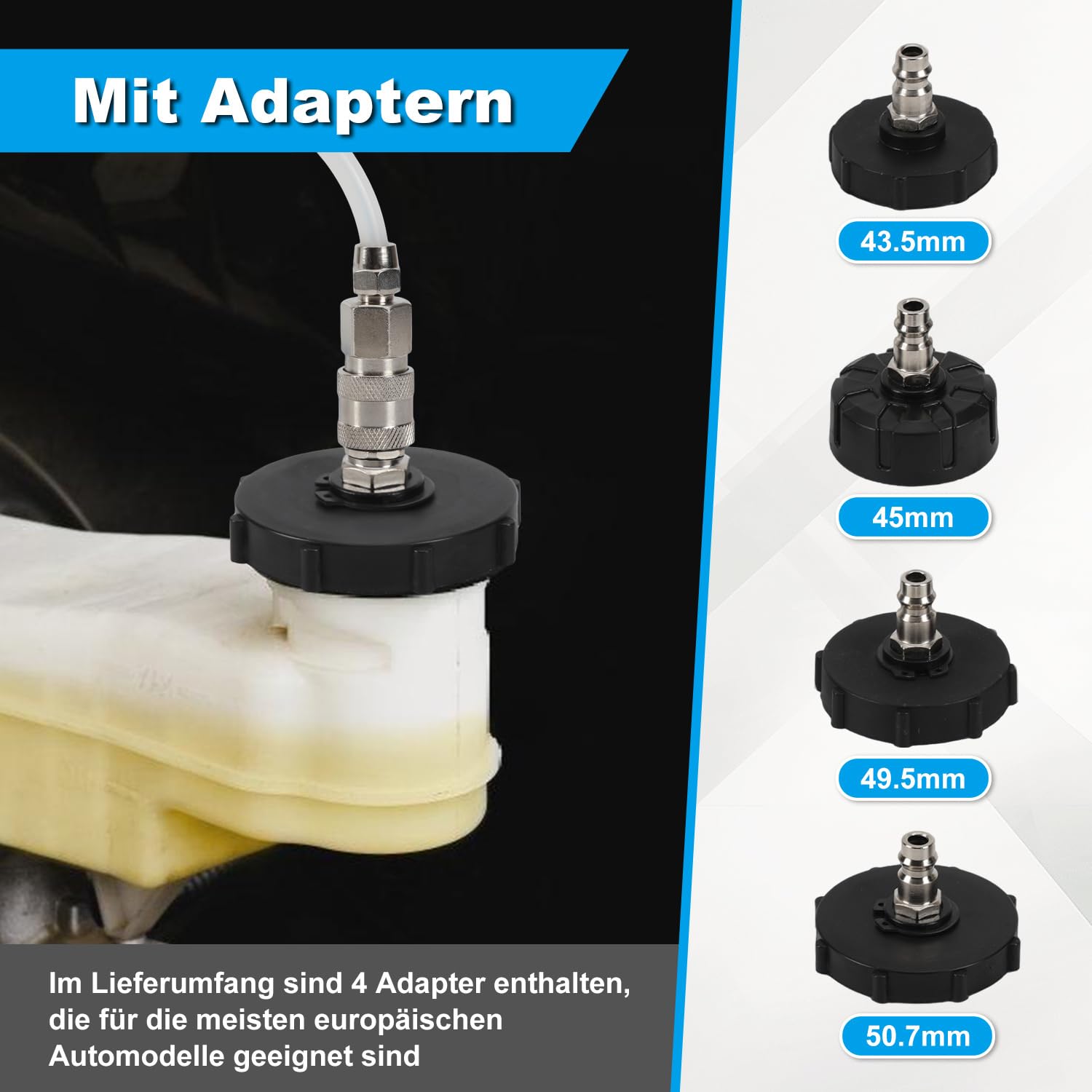 Jopassy Bremsenentlüftungsgerät 3L mit 1L Auffangflasche inkl 4 Adapter