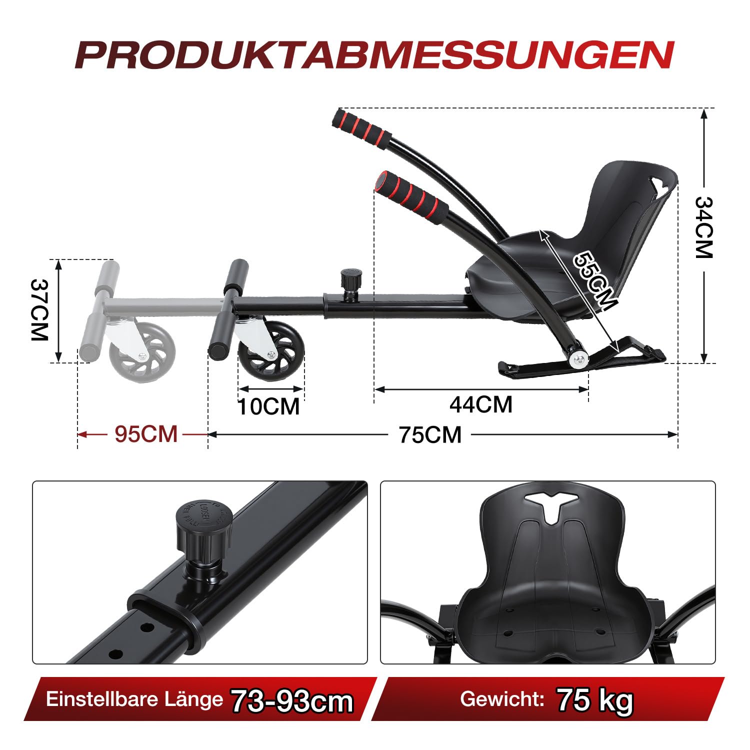 Jopassy Hoverboard Sitz 6,5 8,5 10 Zoll Hoverkart für Kinder Erwachsene