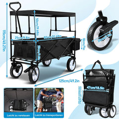 Jopassy Bollerwagen faltbar mit Dach 77 x 55,8 x 22 cm 80 kg für Camping und Garten