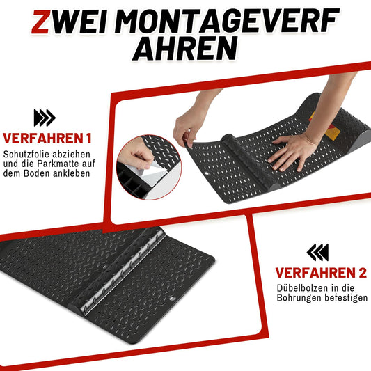 Jopassy Radstopper Parkmatten 2er Set 53 cm mit Reflektorstreifen für Garage