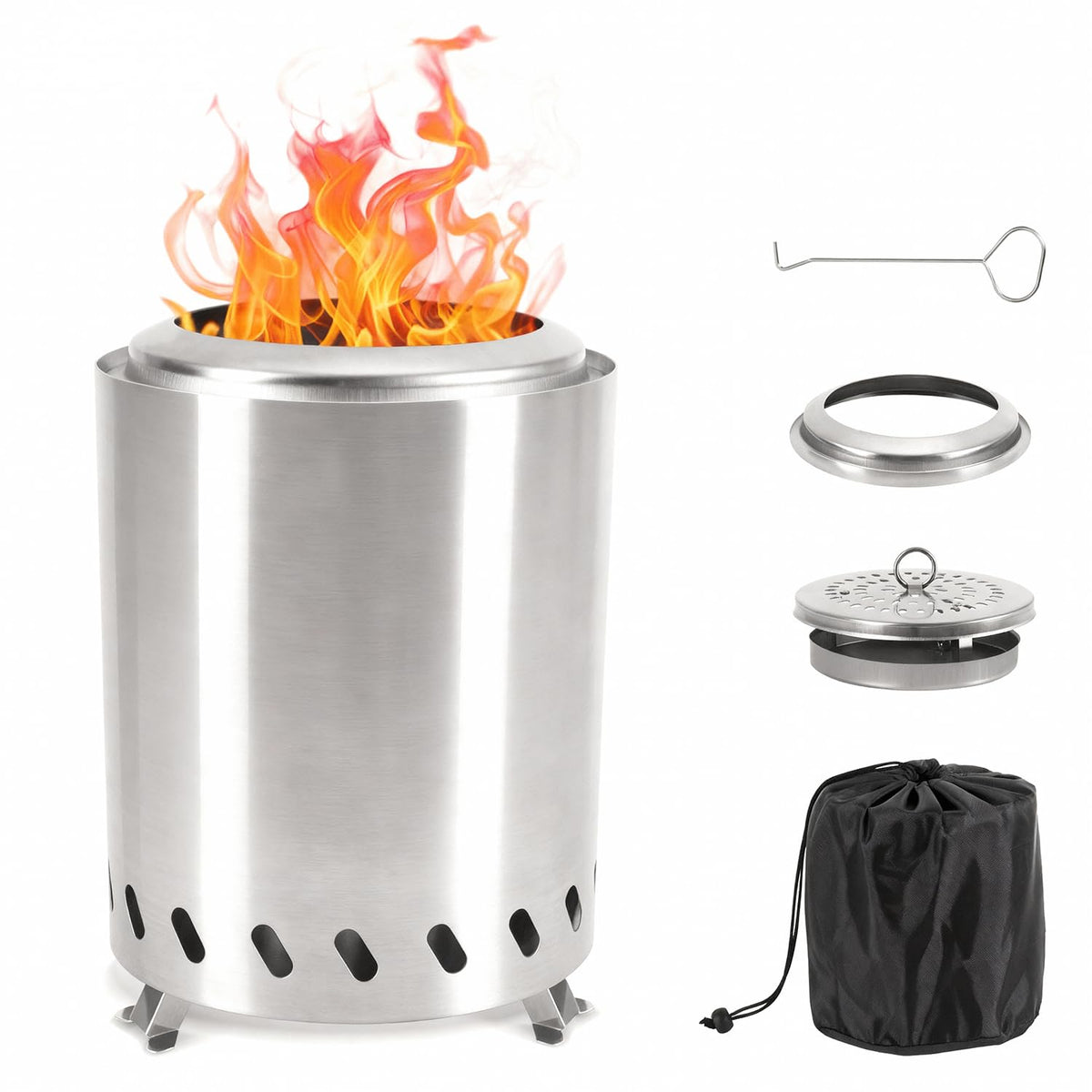 Jopassy Rauchfreie Feuerschale 22 × 15 cm Edelstahl mit Ständer und Tragetasche