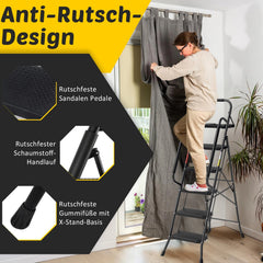 Jopassy Klappleiter 4 Stufen 146 cm mit Handlauf und Werkzeugablage