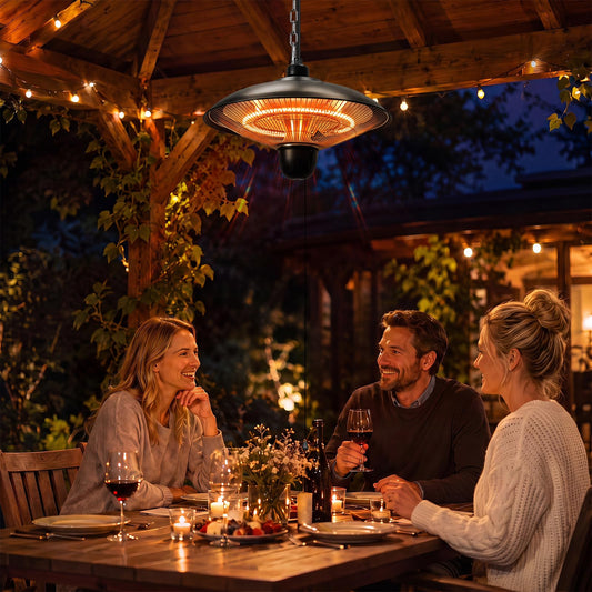 Jopassy Hängeheizstrahler 1800W Infrarot IP55 mit Zugschalter für Terrasse Balkon