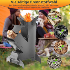 Jopassy Raketenofen 34x57 cm mit Grillplatte Outdoor BBQ