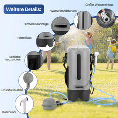 Jopassy Campingdusche 12L tragbare Outdoor Dusche mit Fußpumpe Temperaturanzeige