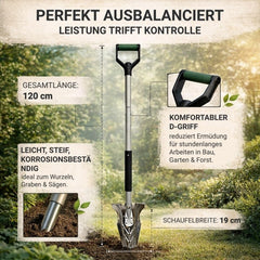Jopassy Spaten mit Wurzelsäge 120 cm Wurzelspaten Edelstahl für Garten