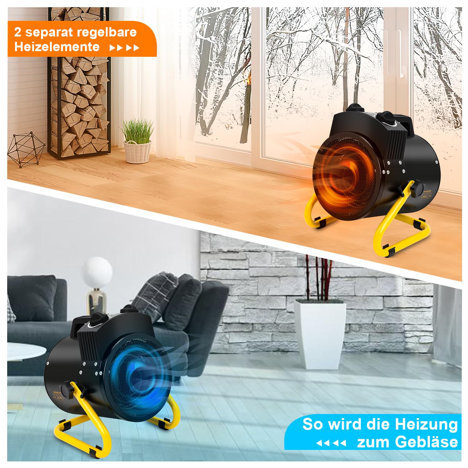 Jopassy Gewächshausheizung mit Thermostat IPX4 bis 2000W für Gewächshaus Garage