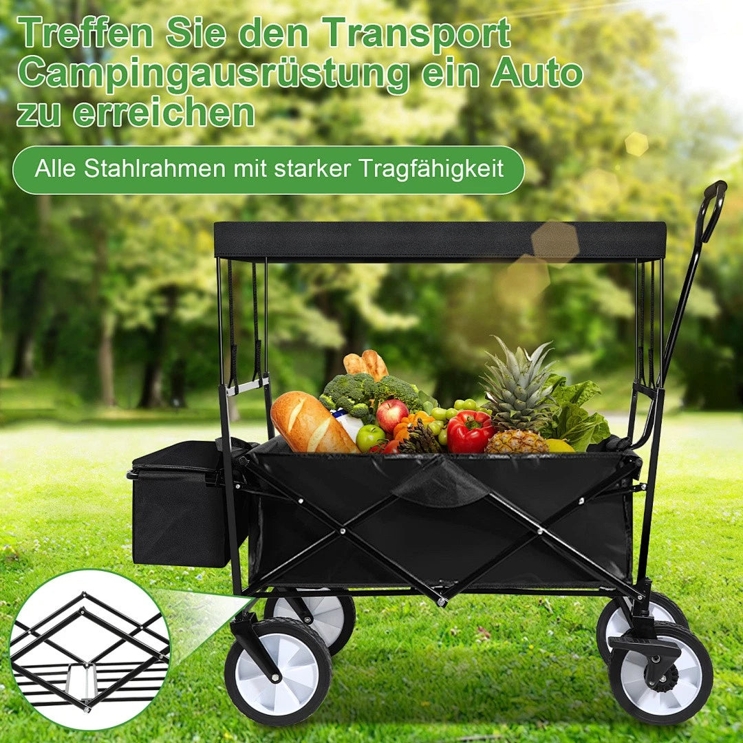 Jopassy Bollerwagen faltbar mit Dach 77 x 55,8 x 22 cm 80 kg für Camping und Garten