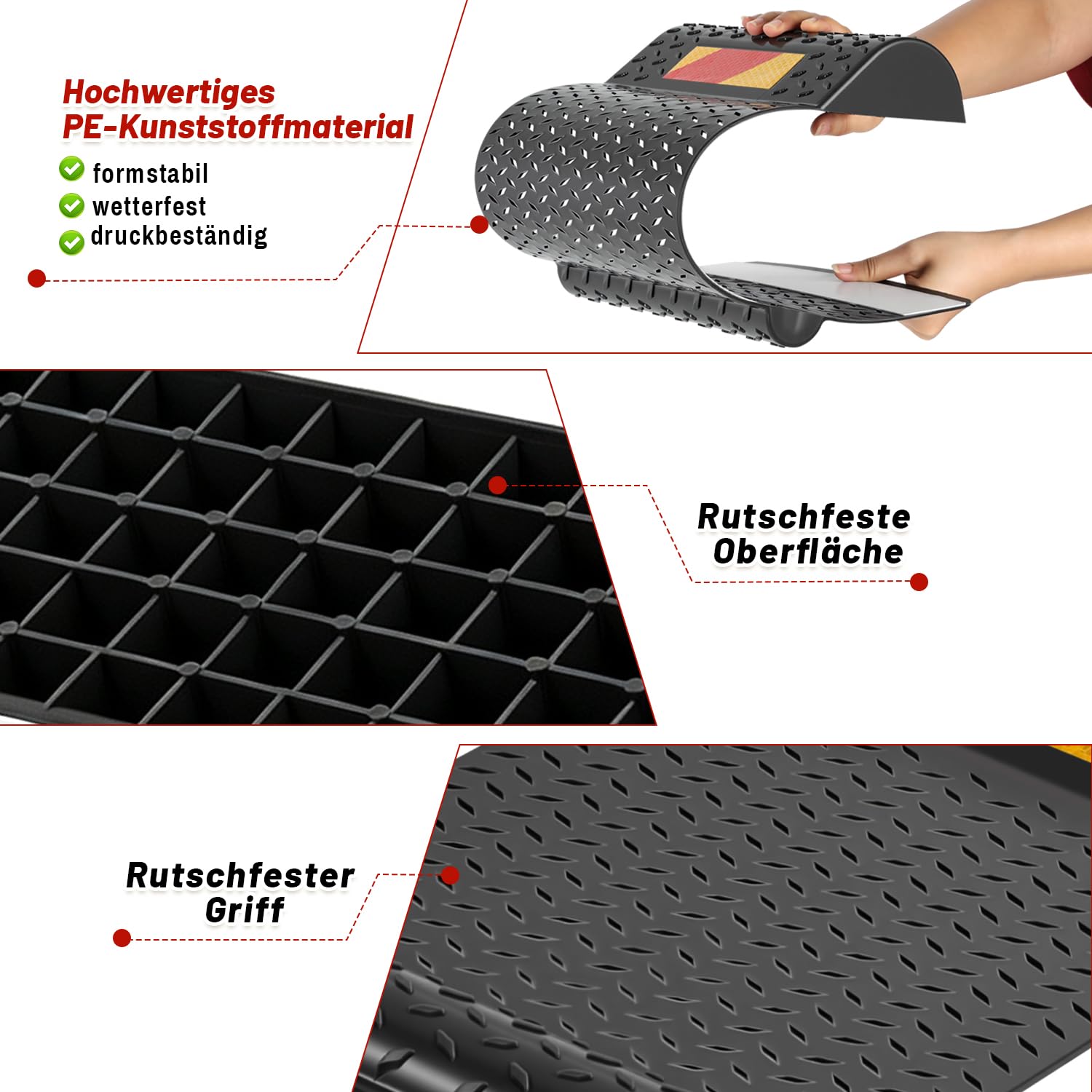 Jopassy Radstopper Parkmatten 2er Set 53 cm mit Reflektorstreifen für Garage