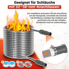 Jopassy Poolheizung Edelstahl Heizspirale 15 m für 32–38 mm Poolschläuche