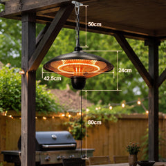 Jopassy Hängeheizstrahler 1800W Infrarot IP55 mit Zugschalter für Terrasse Balkon