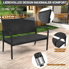 Jopassy Gartenbank Polyrattan 112 x 58 x 90 cm 2-Sitzer bis 227 kg