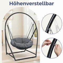 Jopassy Hängesessel mit Gestell und Kissen, höhenverstellbar bis 150 kg, für Garten und Balkon