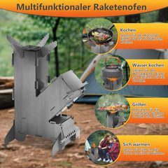 Jopassy Raketenofen 34x57 cm mit Grillplatte Outdoor BBQ