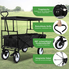 Jopassy Bollerwagen faltbar mit Dach 77 x 55,8 x 22 cm 80 kg für Camping und Garten