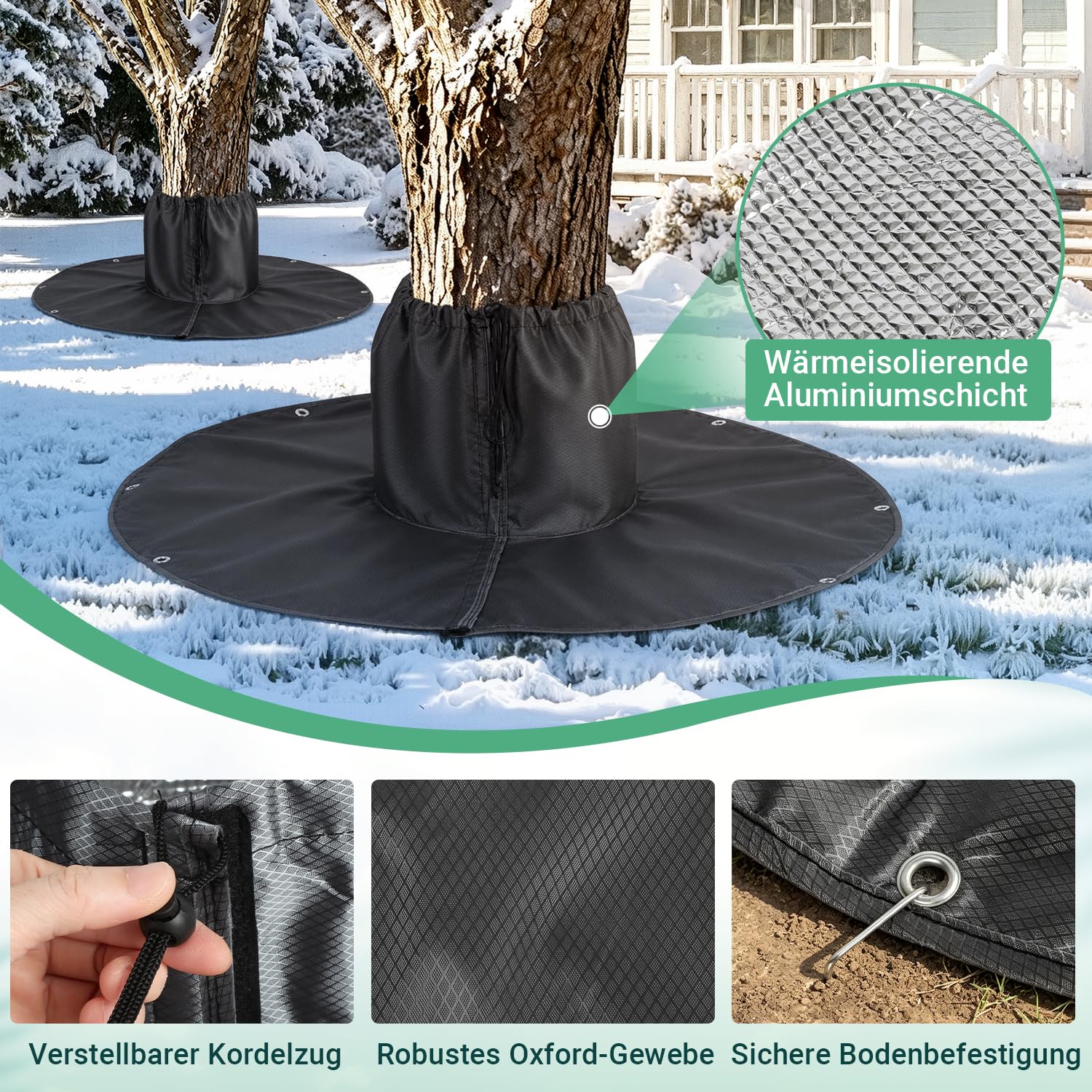 Jopassy Palmen Winterschutz Ø100 cm 2 Stück mit Alufolie und 14 Erdnägeln