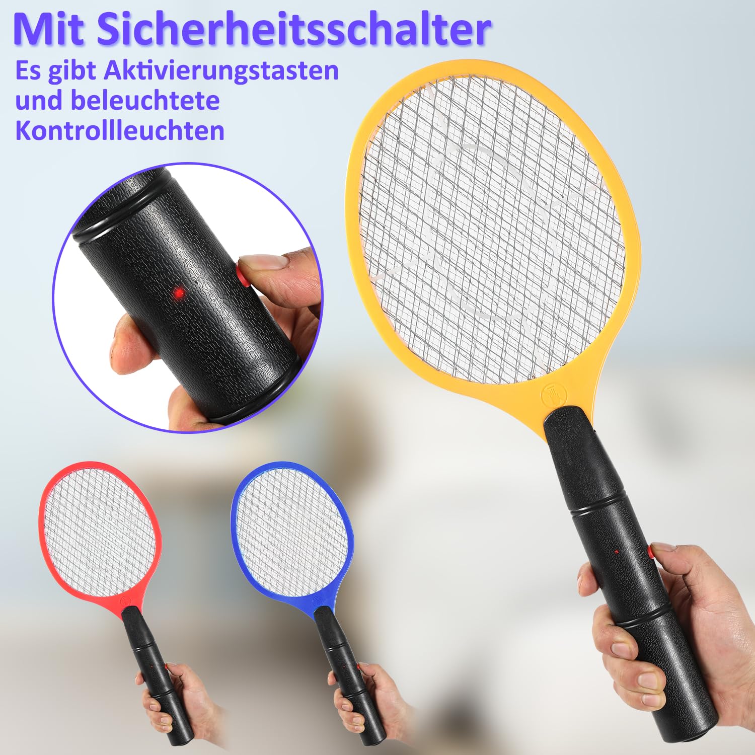 Jopassy Elektrische Fliegenklatsche 3 Stück Mückenklatsche ohne Chemie für Innen und Außen
