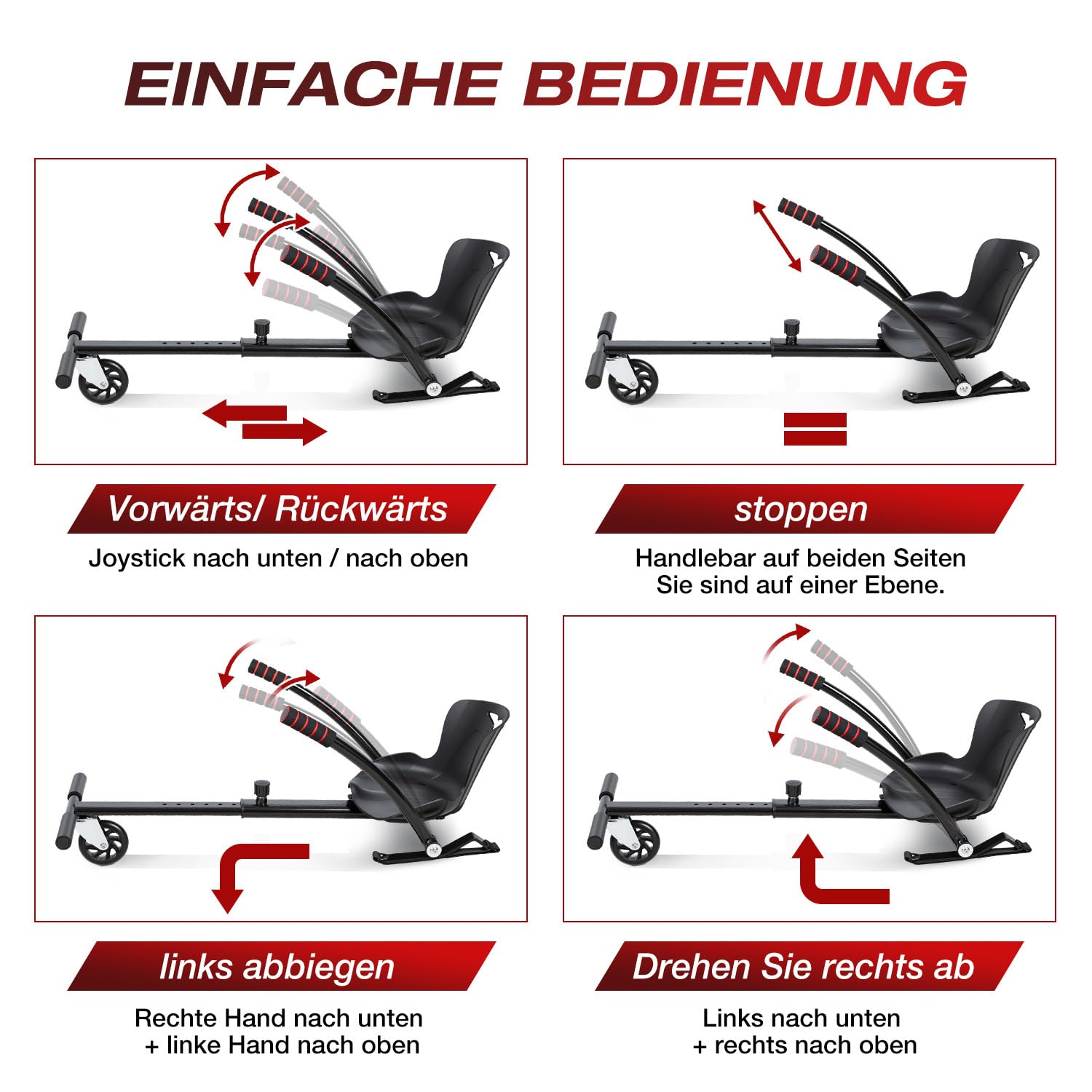 Jopassy Hoverboard Sitz 6,5 8,5 10 Zoll Hoverkart für Kinder Erwachsene