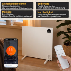 Jopassy Infrarotheizung 400/750/1000W mit Thermostat Tuya App und Fernbedienung