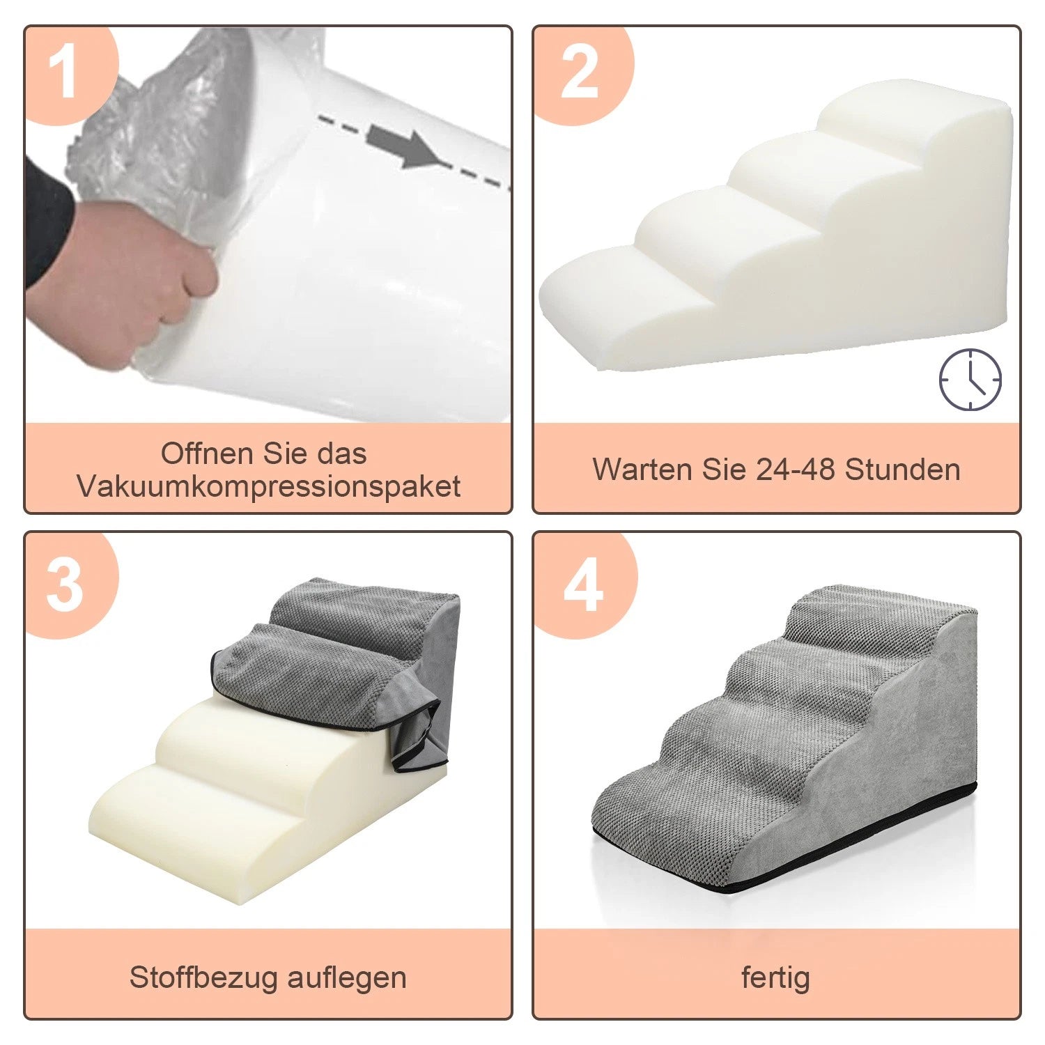 Jopassy Hundetreppe 3 oder 4 Stufen bis 18 kg rutschfest