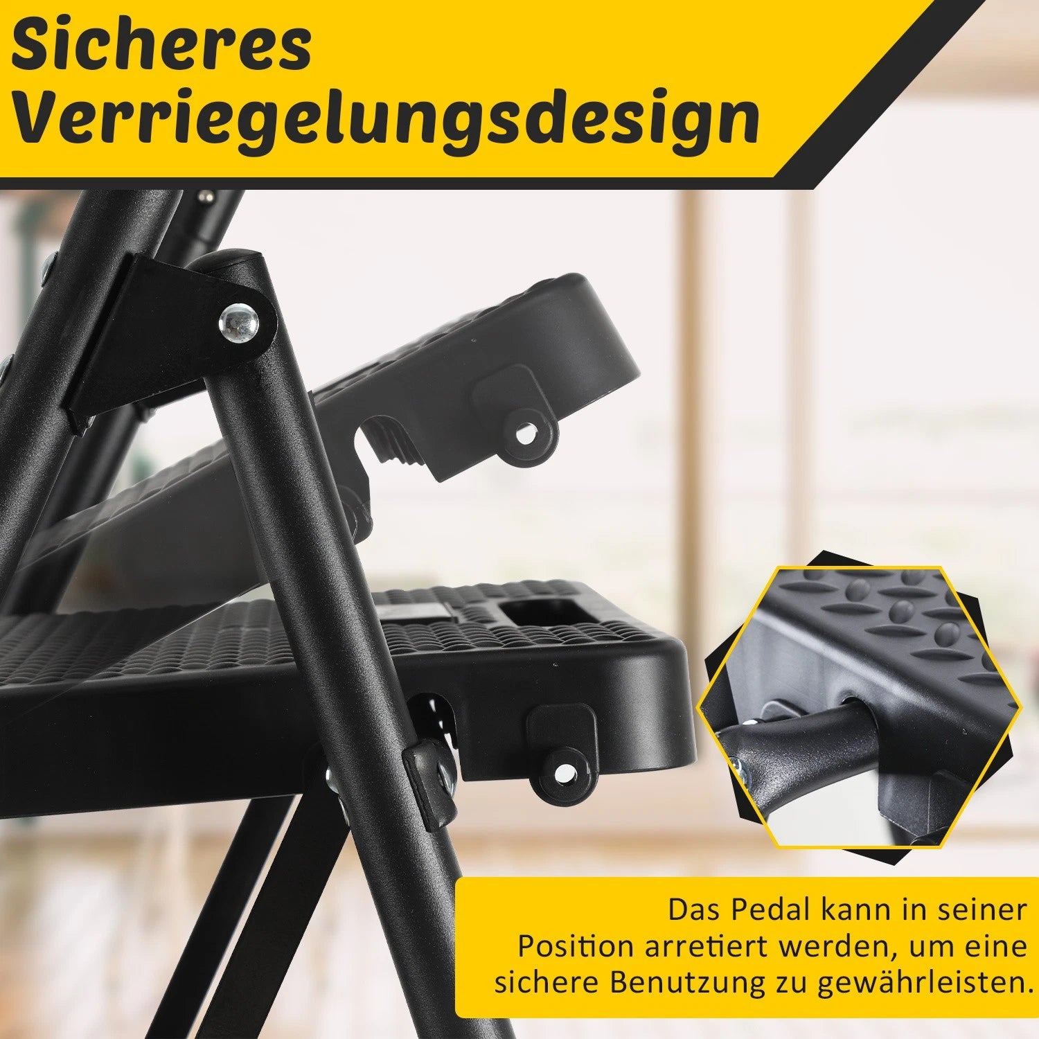Jopassy Klappleiter 4 Stufen 146 cm mit Handlauf und Werkzeugablage