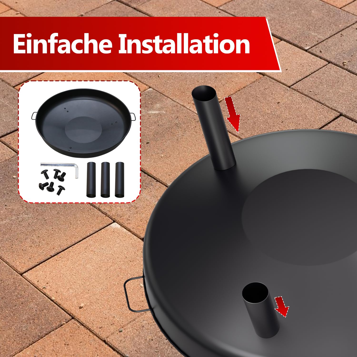 Jopassy Feuerschale Ø82,5 cm Feuerstelle Garten mit Griffen