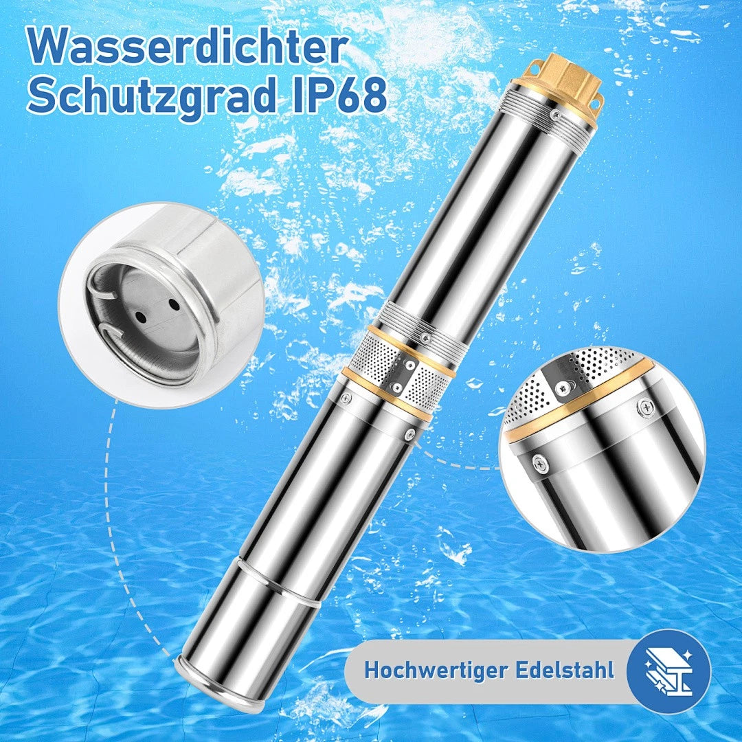 Jopassy Tiefbrunnenpumpe Edelstahl 20 m Kabel für Brunnen Gartenbewässerung