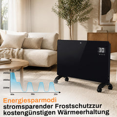 Jopassy WLAN Konvektor Heizung 2000/2500W mit Thermostat und Glasfront