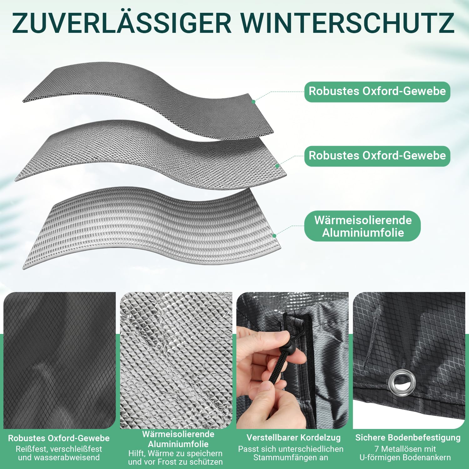 Jopassy Palmen Winterschutz Ø100 cm 2 Stück mit Alufolie und 14 Erdnägeln