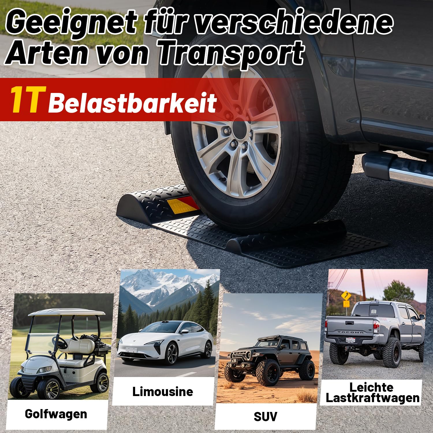 Jopassy Radstopper Parkmatten 2er Set 53 cm mit Reflektorstreifen für Garage
